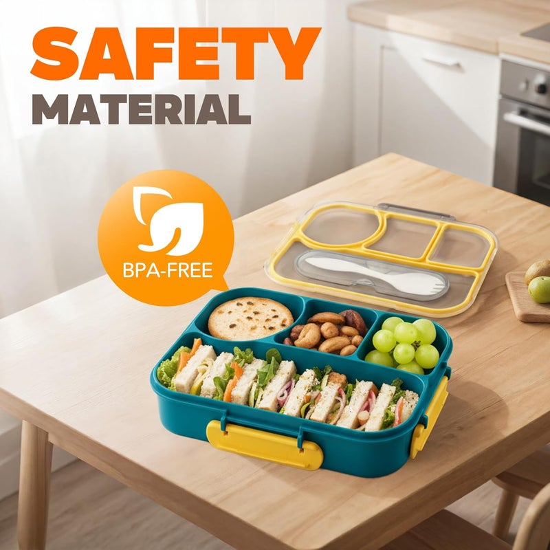 Easyfun Bento Box Adult, Lunch Box, 4-Compartment Lunch Containers, Drop-Proof, Dishwasher Safe & Made with BPA-Free Materials (Dark blue) - Image 3
